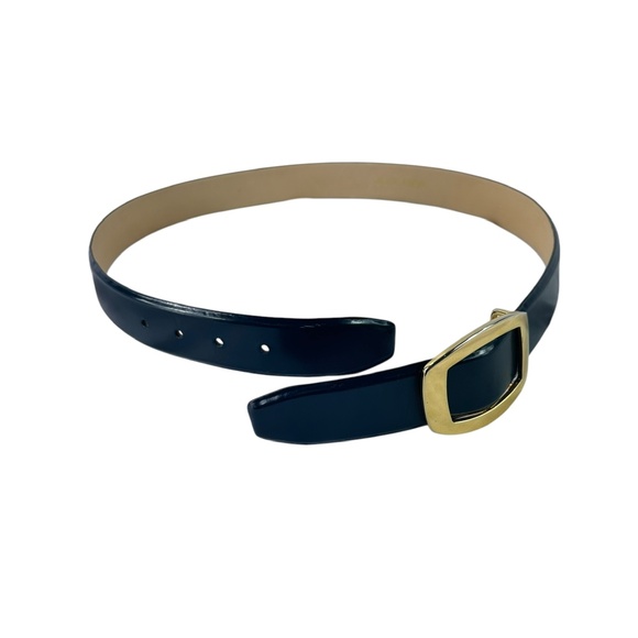 Vintage JAEGER Navy Blue Leather Casual Business Fashion Belt Unisex Size 34/86 main image 2